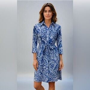 CAbi Jewell Shift Shirt Dress Blue Geo Print Size: XS